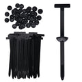 QCZD Universal Nylon Cable Tie Buckle Clips T-Head Push-In Fasteners 100-Pack Black