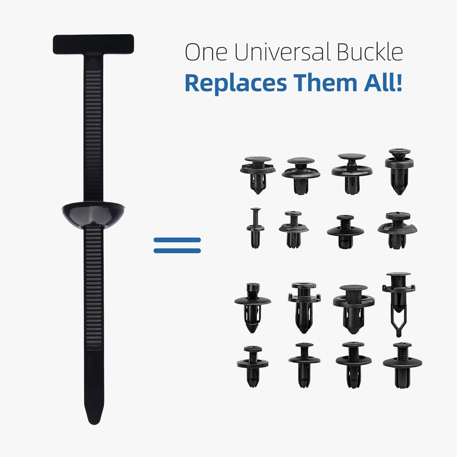 QCZD Universal Nylon Cable Tie Buckle Clips T-Head Push-In Fasteners 100-Pack Black
