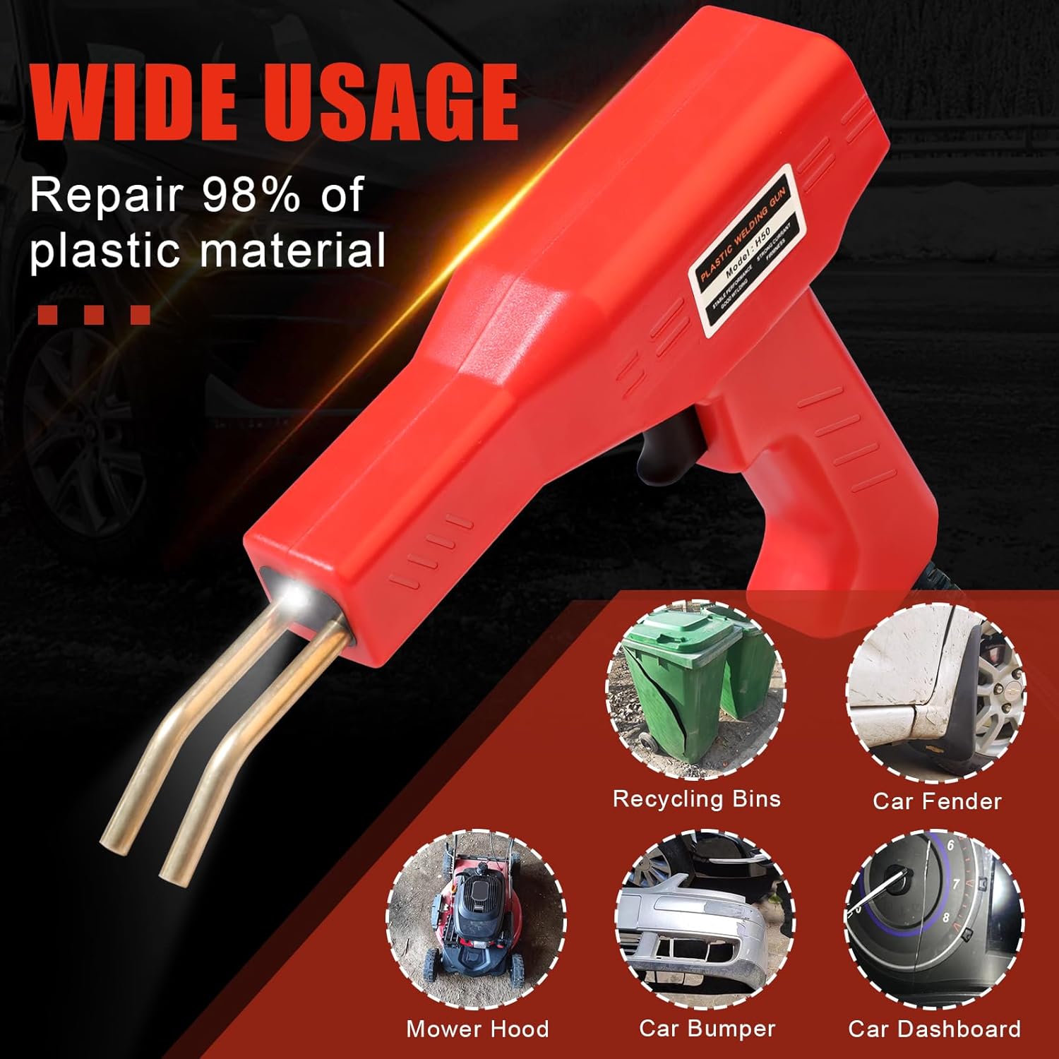 H50 Electric Plastic Welder Kit 1000-Piece Staples Red