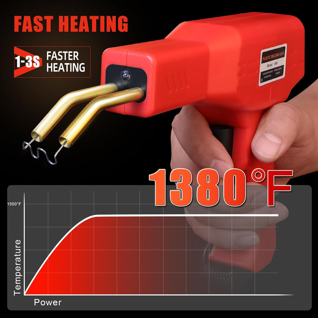 H50 Electric Plastic Welder Kit 1000-Piece Staples Red