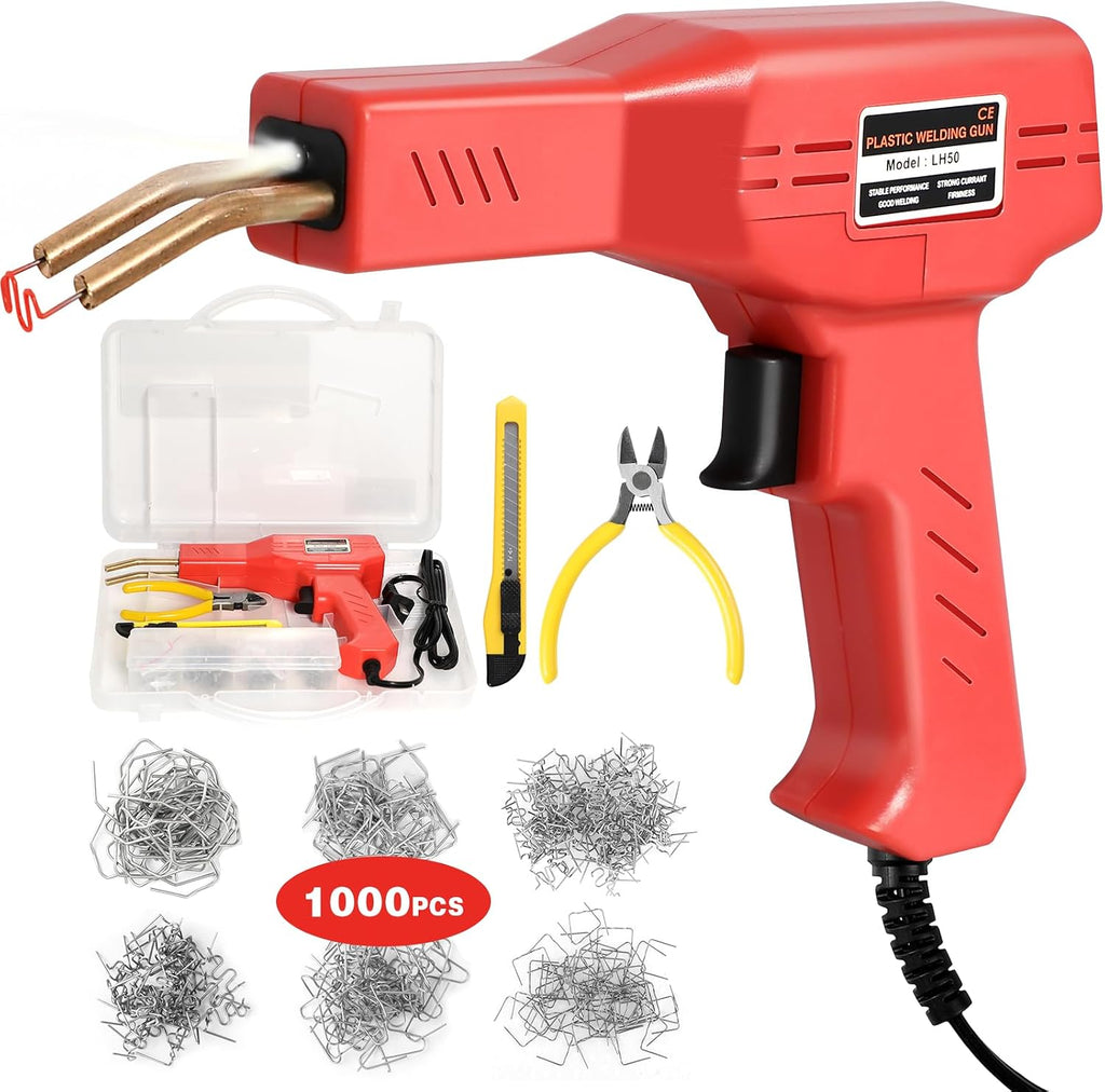 H50 Electric Plastic Welder Kit 1000-Piece Staples Red