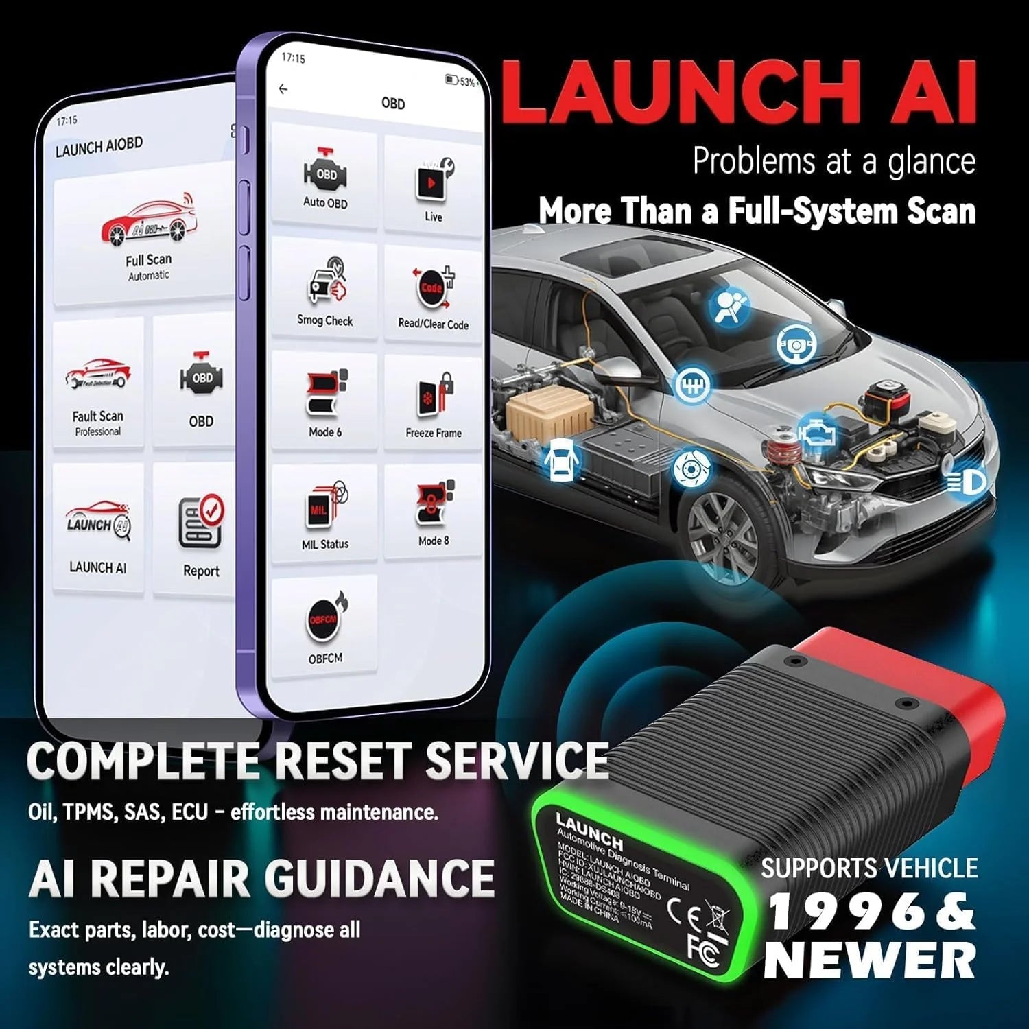 Lanzamiento del escáner Bluetooth OBD2 AIOBD – Herramienta de diagnóstico de sistema completo
