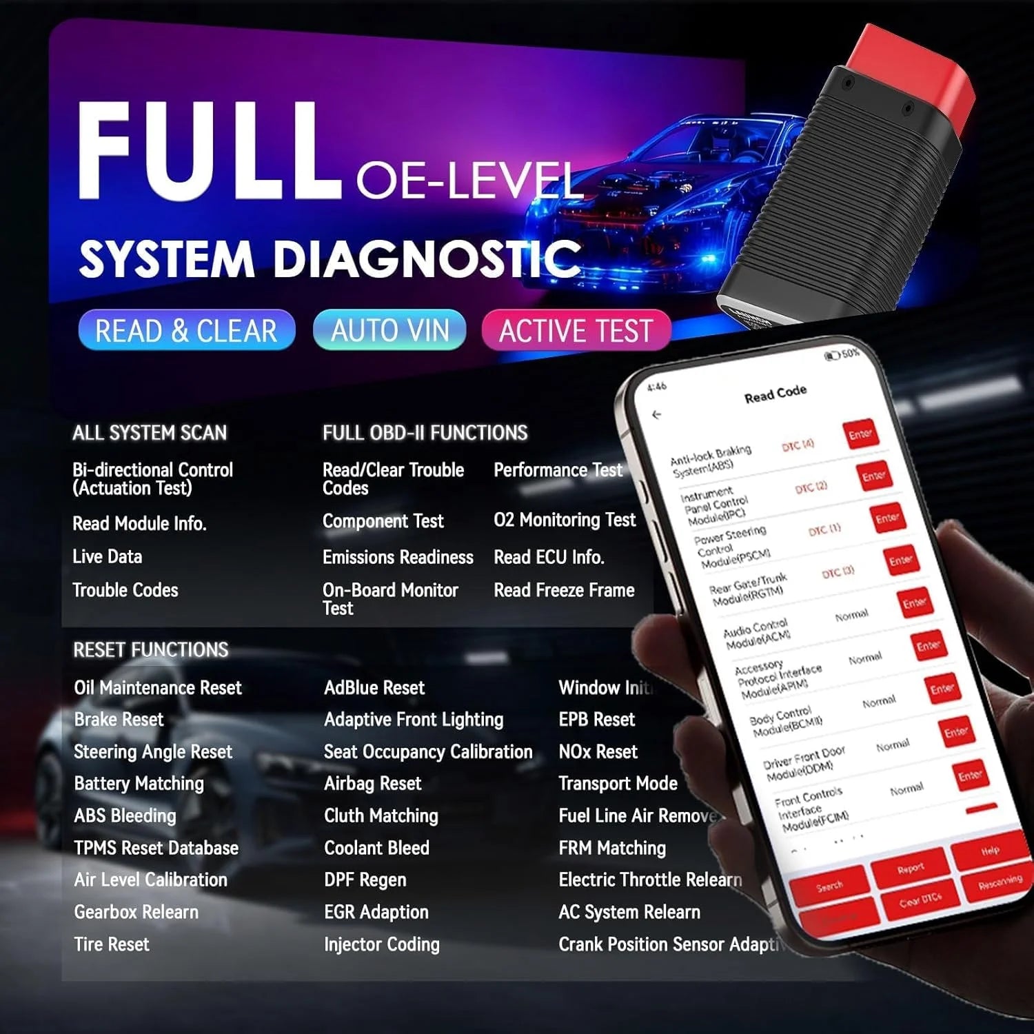 Launch AIOBD Bluetooth OBD2 Scanner – Full System Diagnostic Tool
